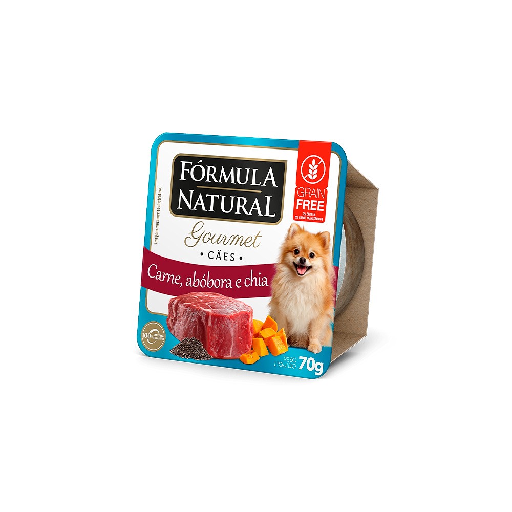 Ração Úmida Fórmula Natural Fresh Meat Gourmet para Cães Adultos Sabor Carne, Abóbora e Chia 70g