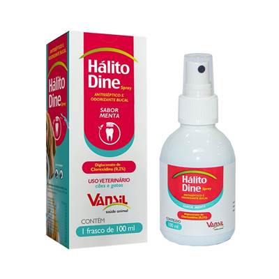 Antisséptico e Odorizante Bucal Vansil Hálito Dine para Cães e Gatos 100ml