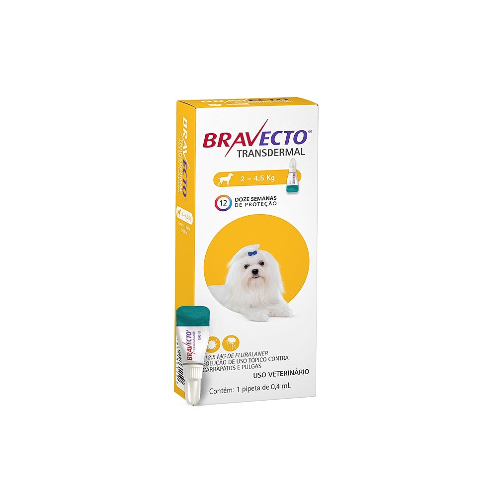 Antipulgas e Carrapatos Bravecto Transdermal para Cães de 2kg a 4,5kg - 112,5mg