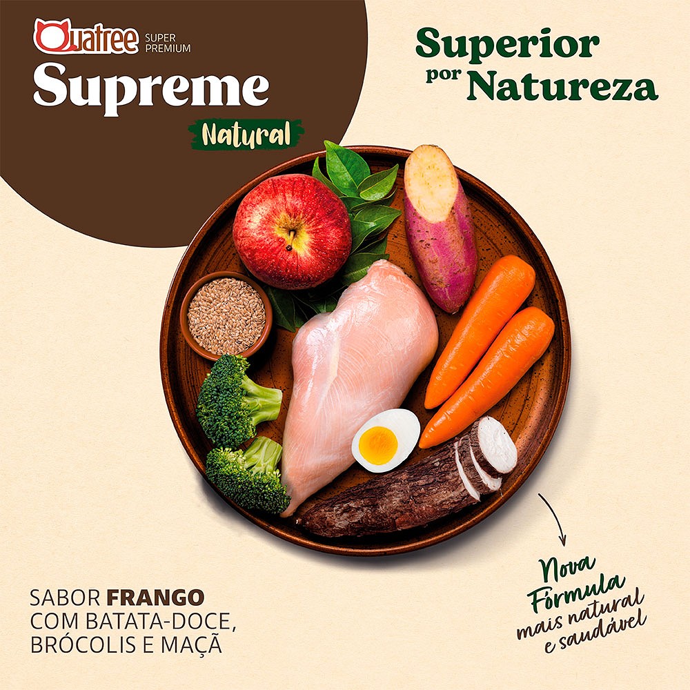 Ração Quatree Supreme para Gatos Castrados Sabor Frango e Batata Doce