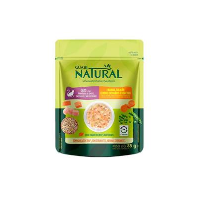 Ração Guabi Natural Sachê para Gatos Adultos Castrados e Não Castrados sabor Salmão & Frango 85g