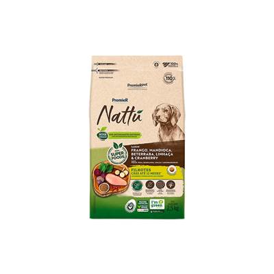 Ração Premier Nattu para Cães Filhotes Sabor Mandioca 2,5kg