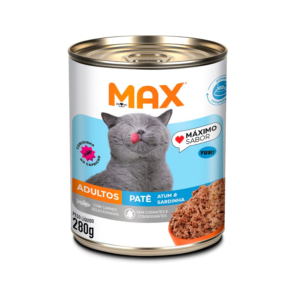 Ração Umida Max Cat Lata para Gatos Adultos sabor Atum e Sardinha