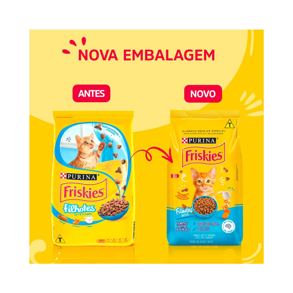 Ração Friskies para Gatos Filhotes Sabor Frango, Leite e Cenoura