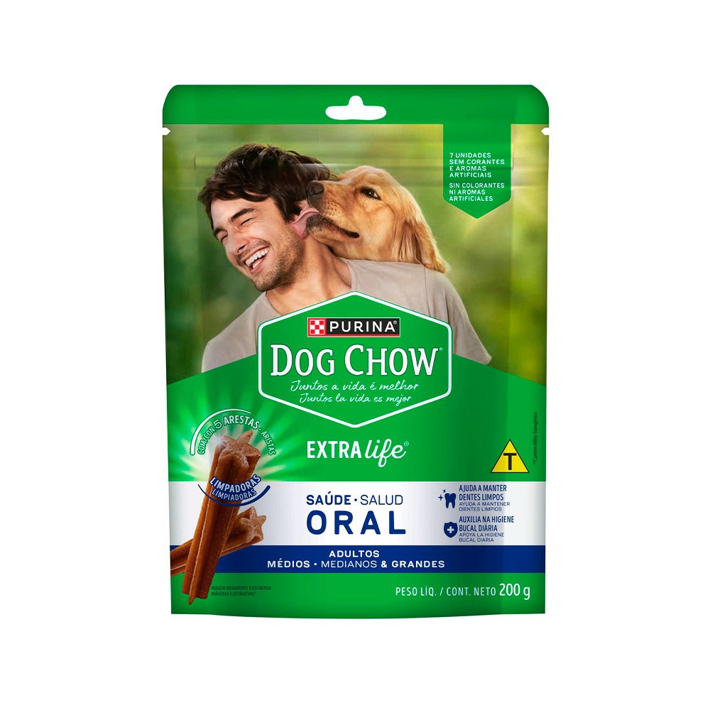 Dog Chow Oral Extra Life para Cães Adultos Raças Médias e Grandes