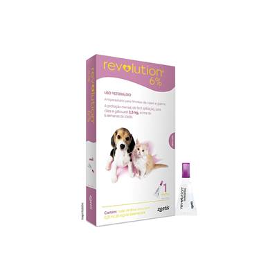 Antipulgas Revolution Zoetis 6% 0,25 ml para Filhotes de Cães e Gatos de até 2,5kg 1 pipeta