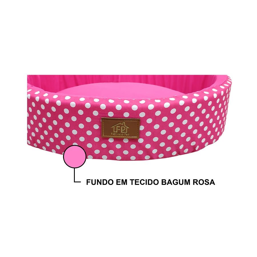 Cama Fábrica Pet Redonda Unic Rosa para Cães e Gatos