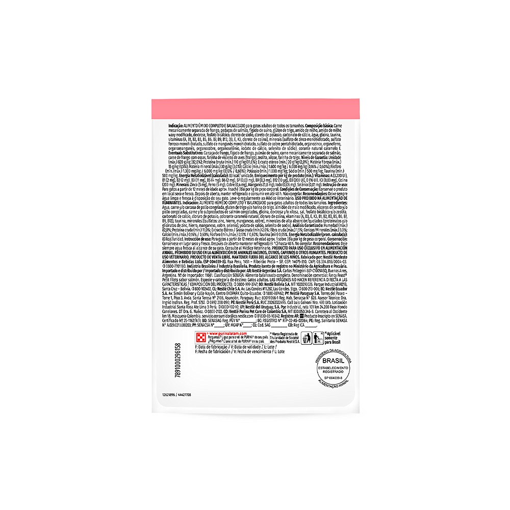 Ração Fancy Feast Sachê para Gatos Adultos sabor Petit Filet Salmão 