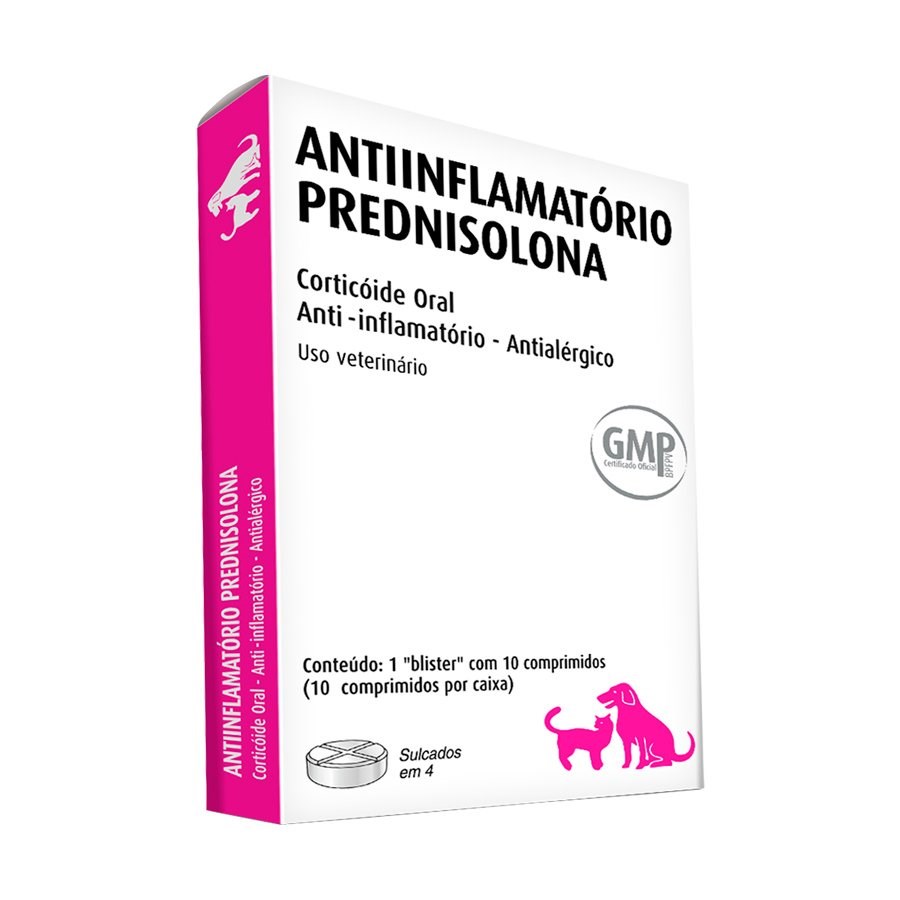 Anti-inflamatório Prednisolona 20 mg para Cães e Gatos 