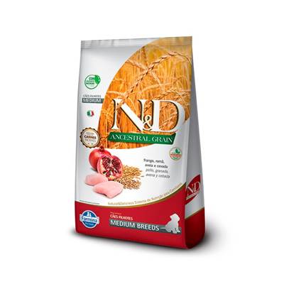 Ração N&D Ancestral para Cães Filhotes de Porte Médio Sabor Frango e Romã 10,1kg