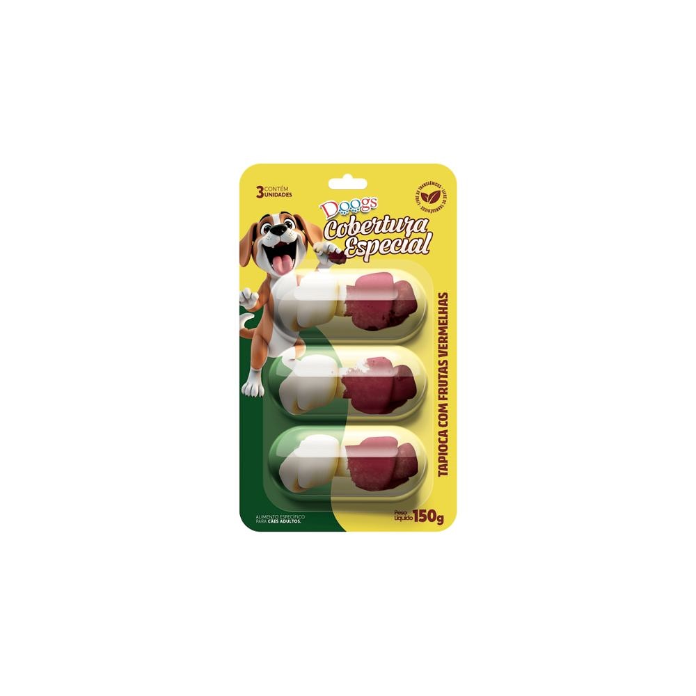 Petisco Doogs Gourmet Ossinhos Sabor Tapioca com Frutas Vermelhas