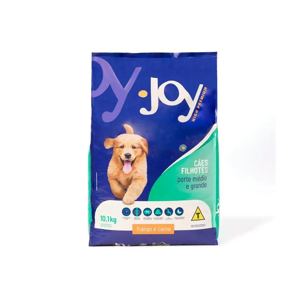 Ração Joy High Premium Cães Filhotes Raças Médias e Grandes Frango e Carne