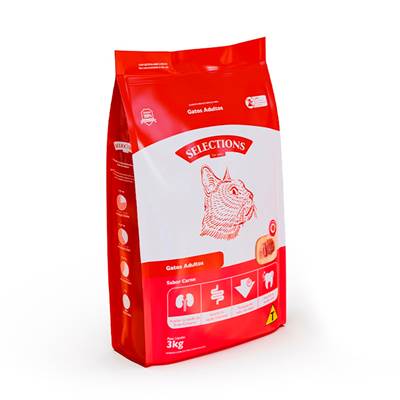 Ração Selections For Pet para Gatos Adultos sabor Carne 3kg
