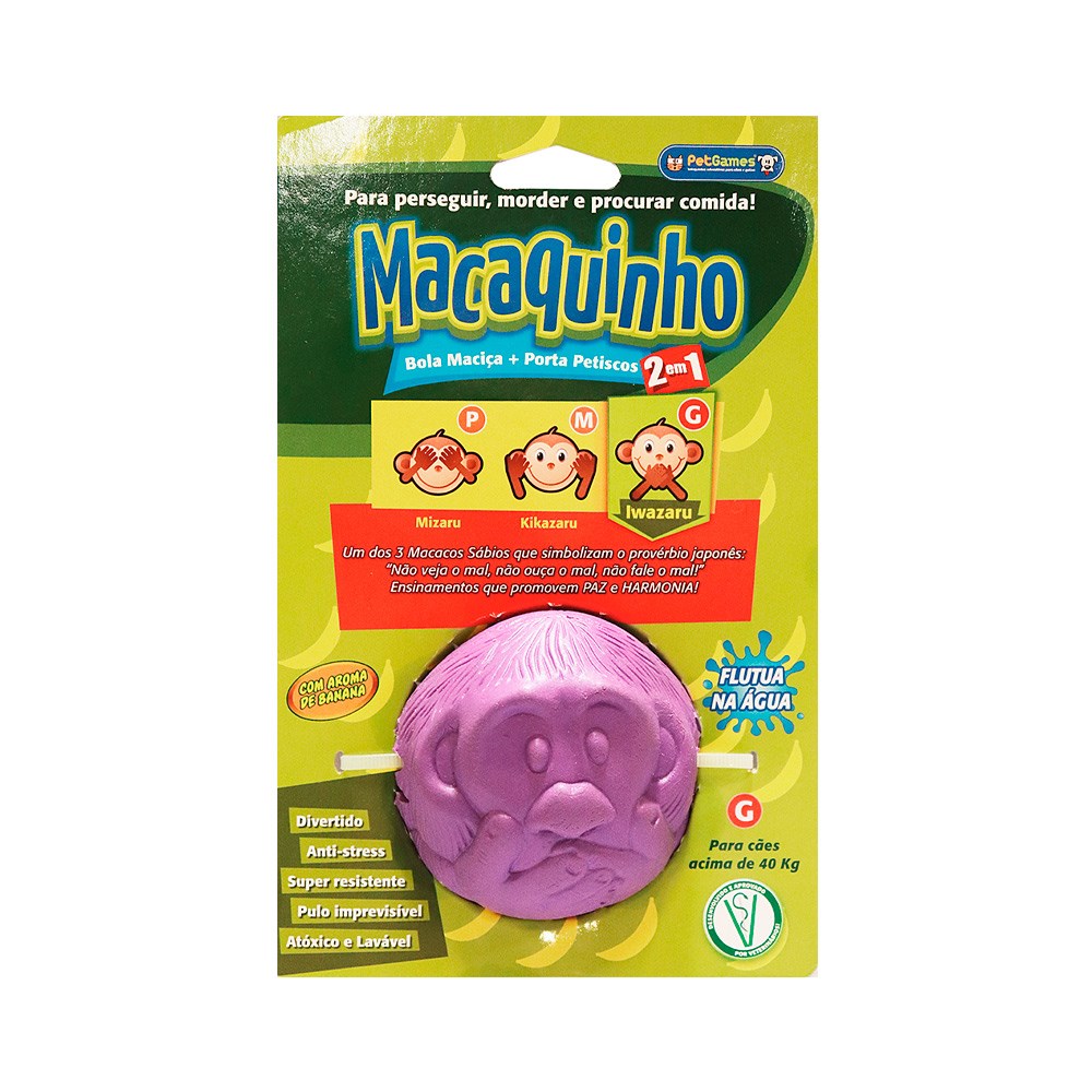 Brinquedo Pet Games Macaquinho Bolinha Lilás para Cães