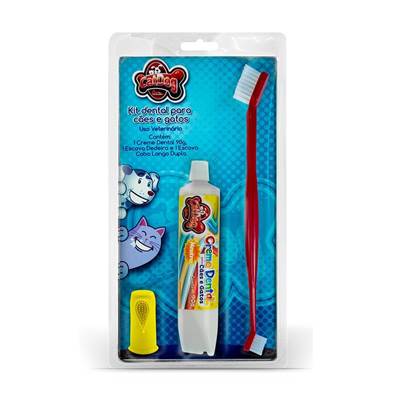 Conjunto de Higiene Dental Cat Dog Creme Dental Sabor Neutro Escova e Dedeira - Cores Sortidas 1 unidade