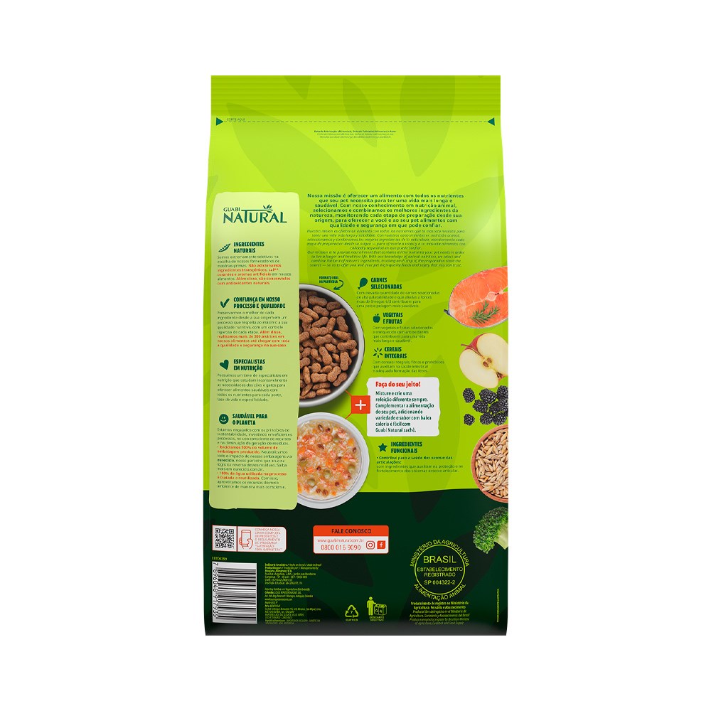 Ração Guabi Natural para Cães Adultos Raças Grandes sabor Salmão e Cevada