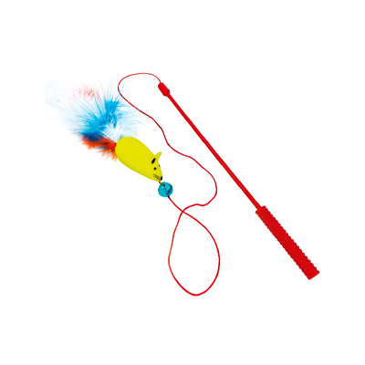 Brinquedo Líder Varinha Ratinho com Penas para Gatos - Cores Sortidas