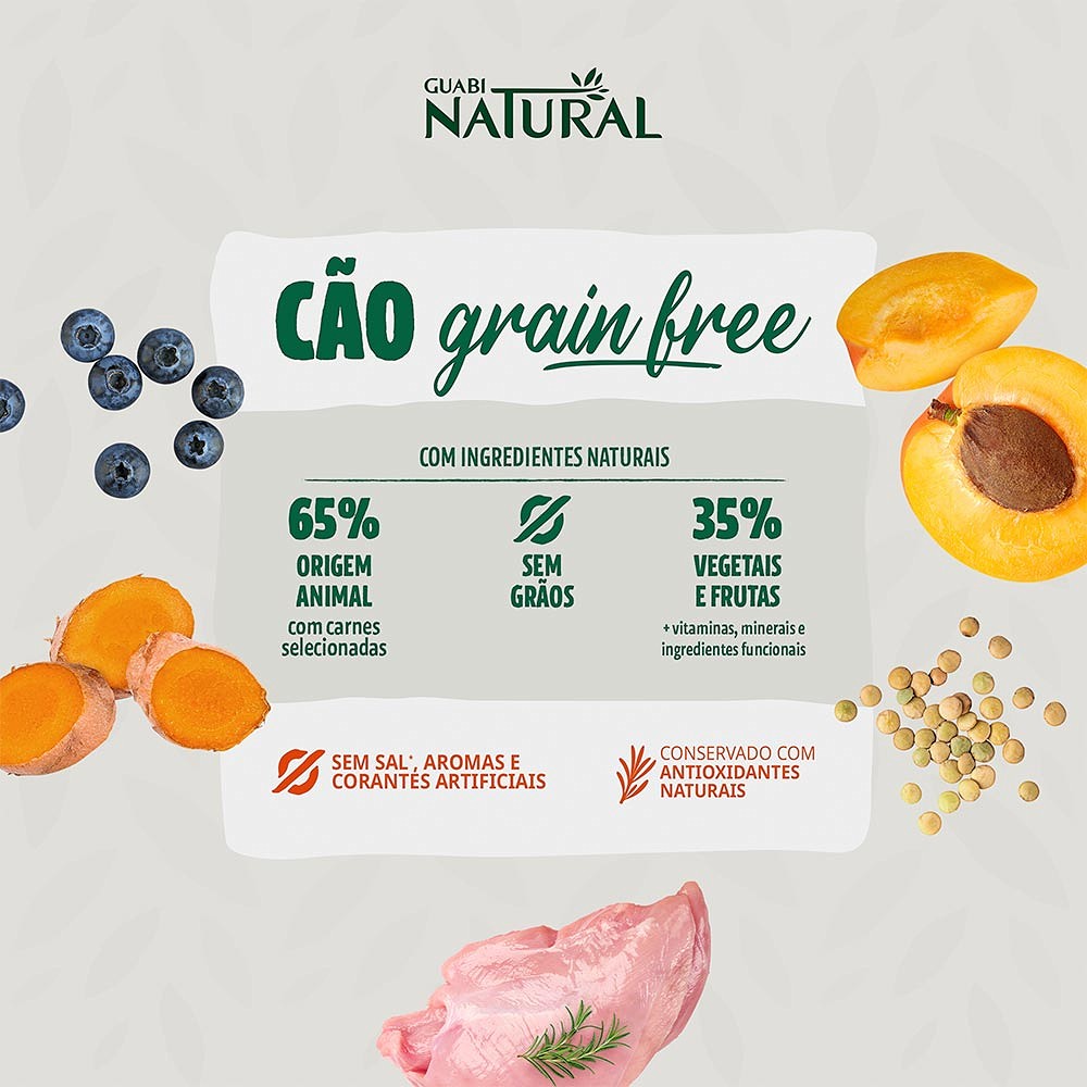 Ração Guabi Natural Grain Free para Cães Adultos Porte Mini sabor Frango & Lentilha