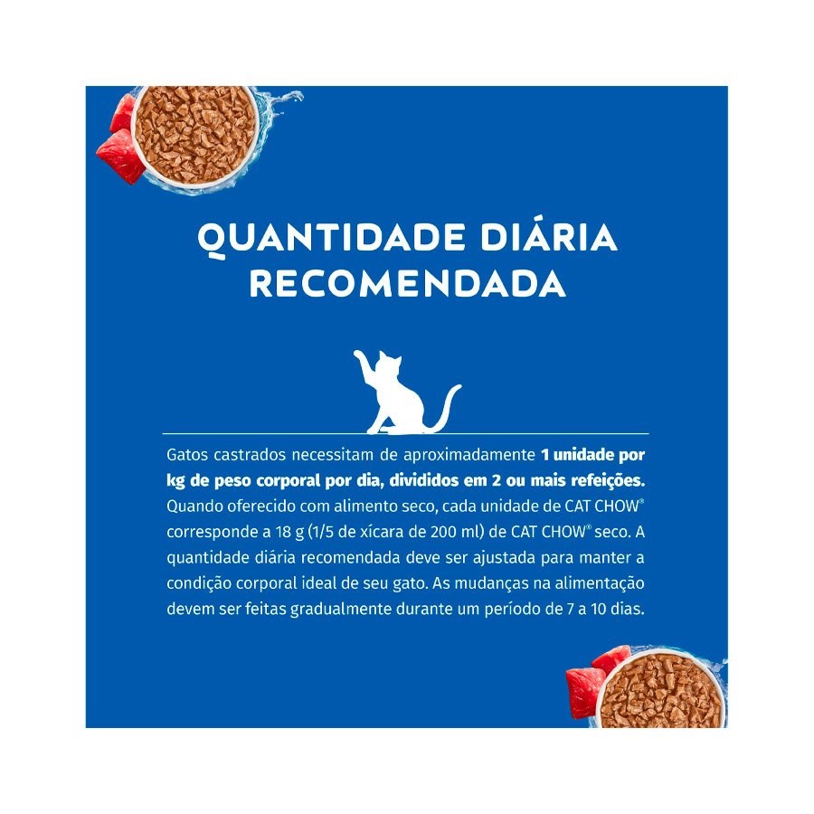 Ração Cat Chow Sachê para Gatos Castrados sabor Carne ao Molho