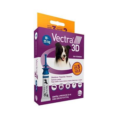 Combo Antipulgas Vectra 3D Promo para Cães 10kg a 25kg 3 pipetas