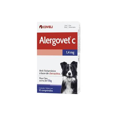 Alergovet Coveli para Cães acima de 15kg - 1,4mg 10 comprimidos