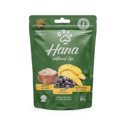Snack Hana Natural Life Aveia, Acaí e Banana para Cães