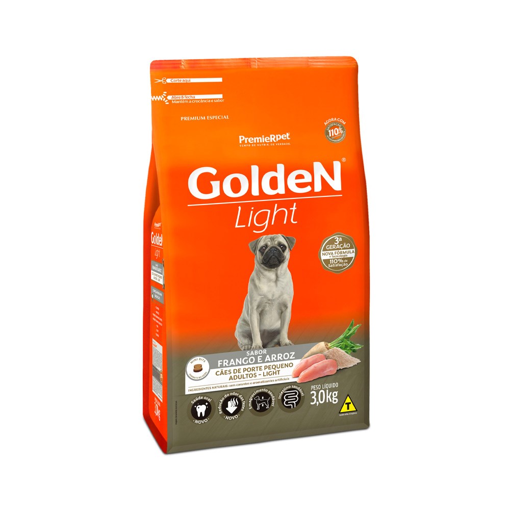 Ração Golden Fórmula Light Mini Bits para Cães de Pequeno Porte Adultos sabor Frango & Arroz