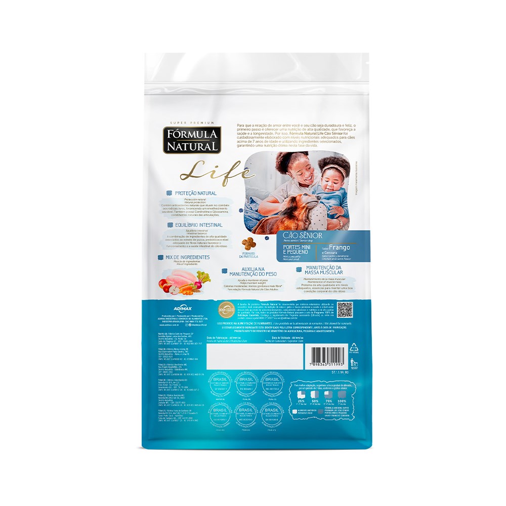 Ração Fórmula Natural Life para Cães Sênior Raças Mini