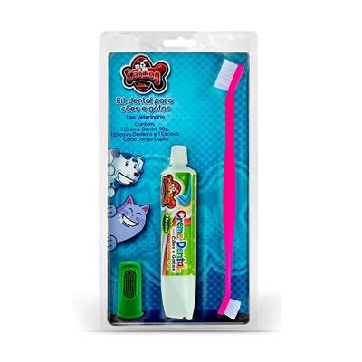 Conjunto De Higiene Dental Cat Dog Creme Dental Sabor Menta Escova e Dedeira - Cores Sortidas U