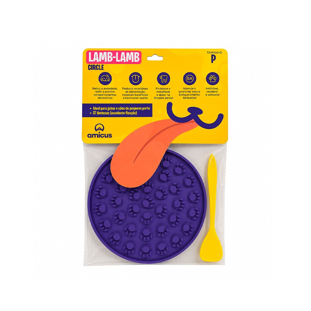 Brinquedo e Comedouro Amicus Lamb Lamb Circulo Roxo para Cães e Gatos