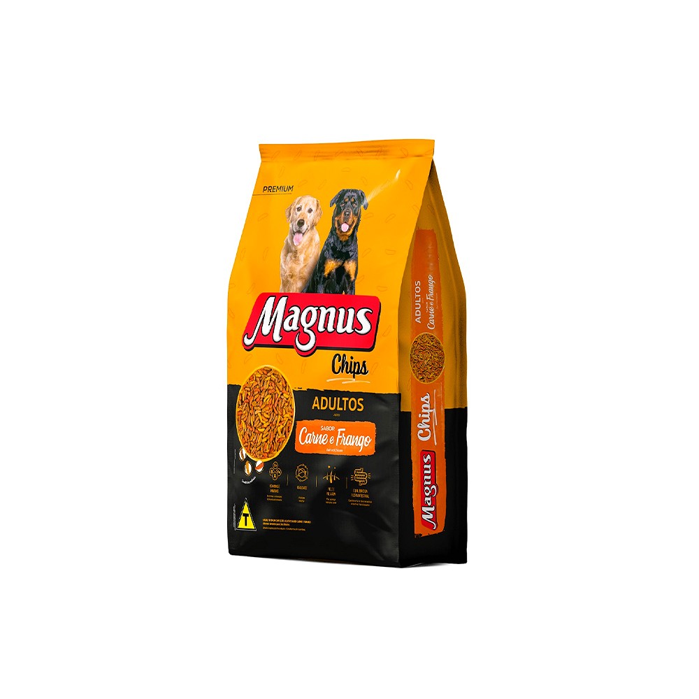 Ração Magnus Chips para Cães Adultos sabor Carne e Frango