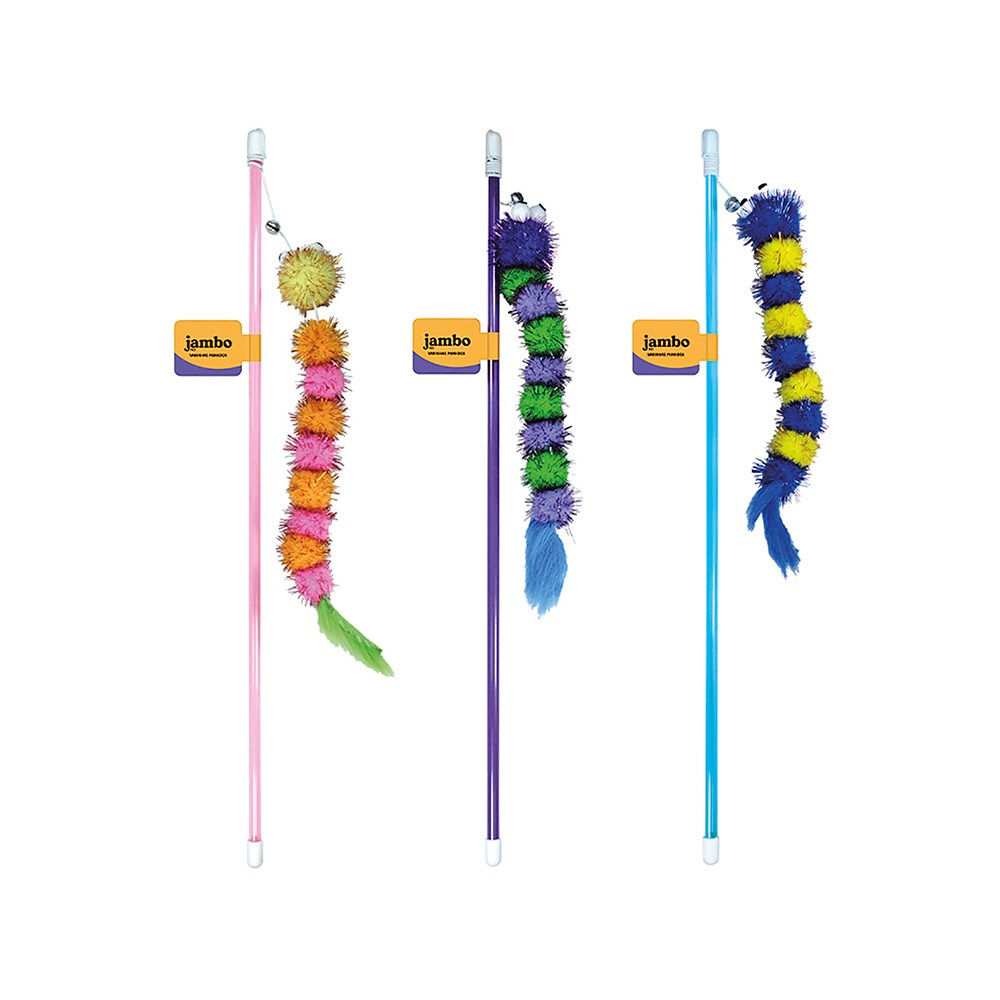 Brinquedo Jambo Varinha Minhoca Colorida para Gatos