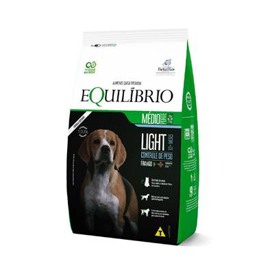 Ração Equilíbrio Light para Cães Adultos de Porte Médio sabor Frango 12kg