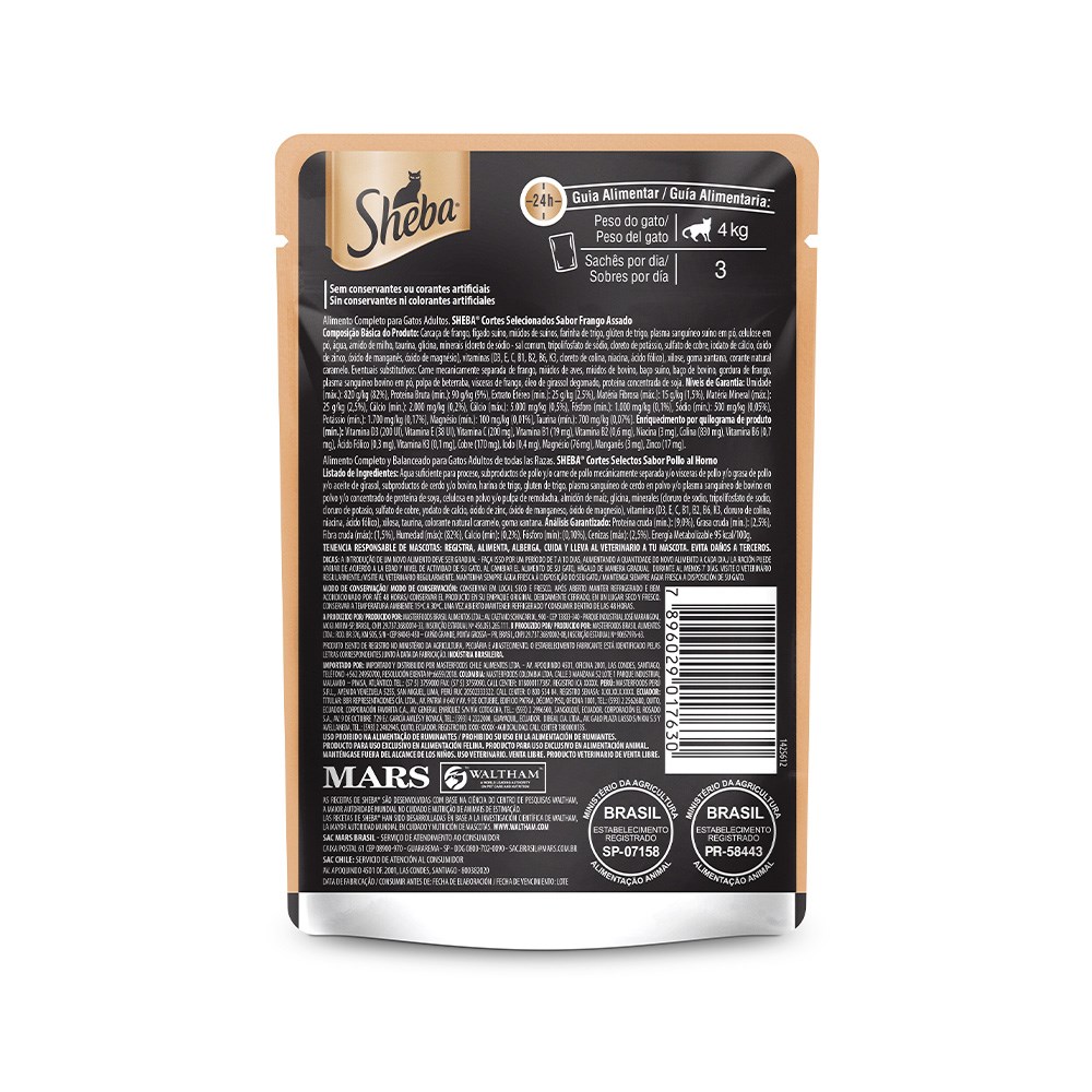 Ração Sheba Sachê para Gatos Adultos sabor Frango