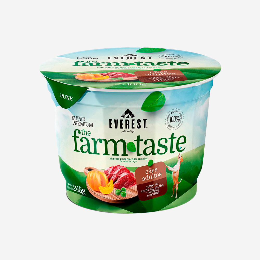 Ração Úmida Everest The Farm Taste para Cães Adultos Cubos de Carne ao Molho com Abóbora e Ervilha