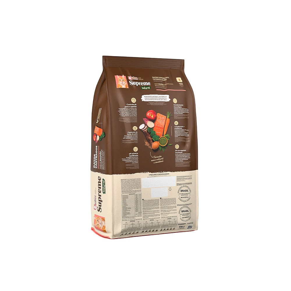 Ração Quatree Supreme para Gatos Castrados Sabor Salmão e Batata Doce