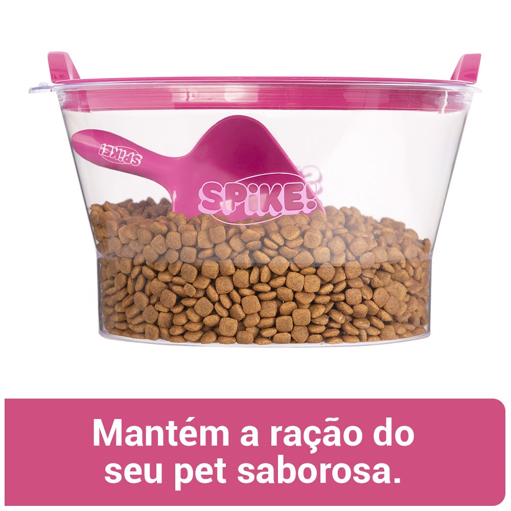 Porta Ração Spike Rosa para Cães e Gatos