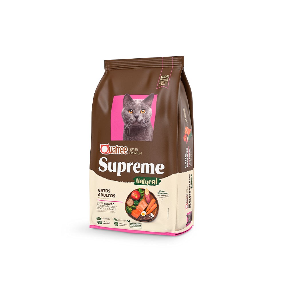 Ração Quatree Supreme para Gatos Adultos Sabor Salmão e Arroz