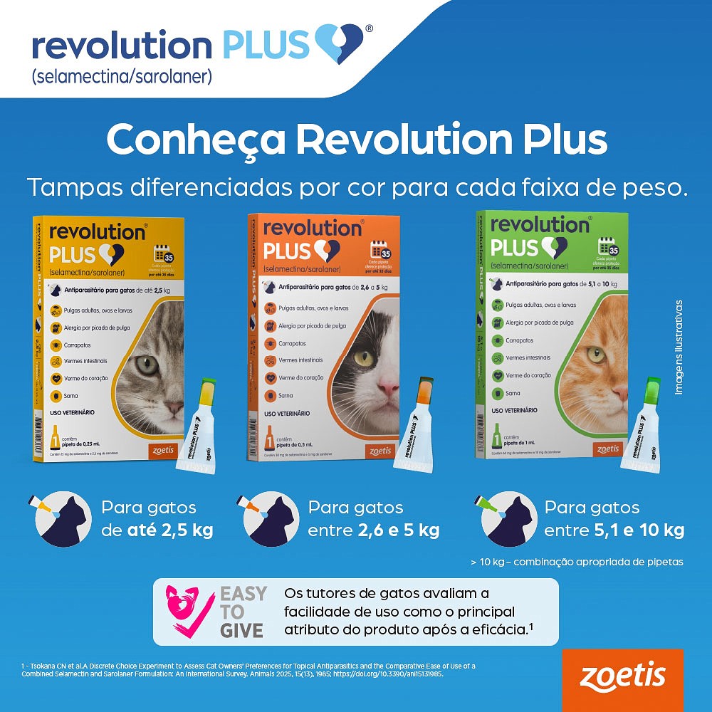 Antiparasitário Revolution Plus Zoetis para Gatos de 5,1 kg a 10 kg - 1 ml