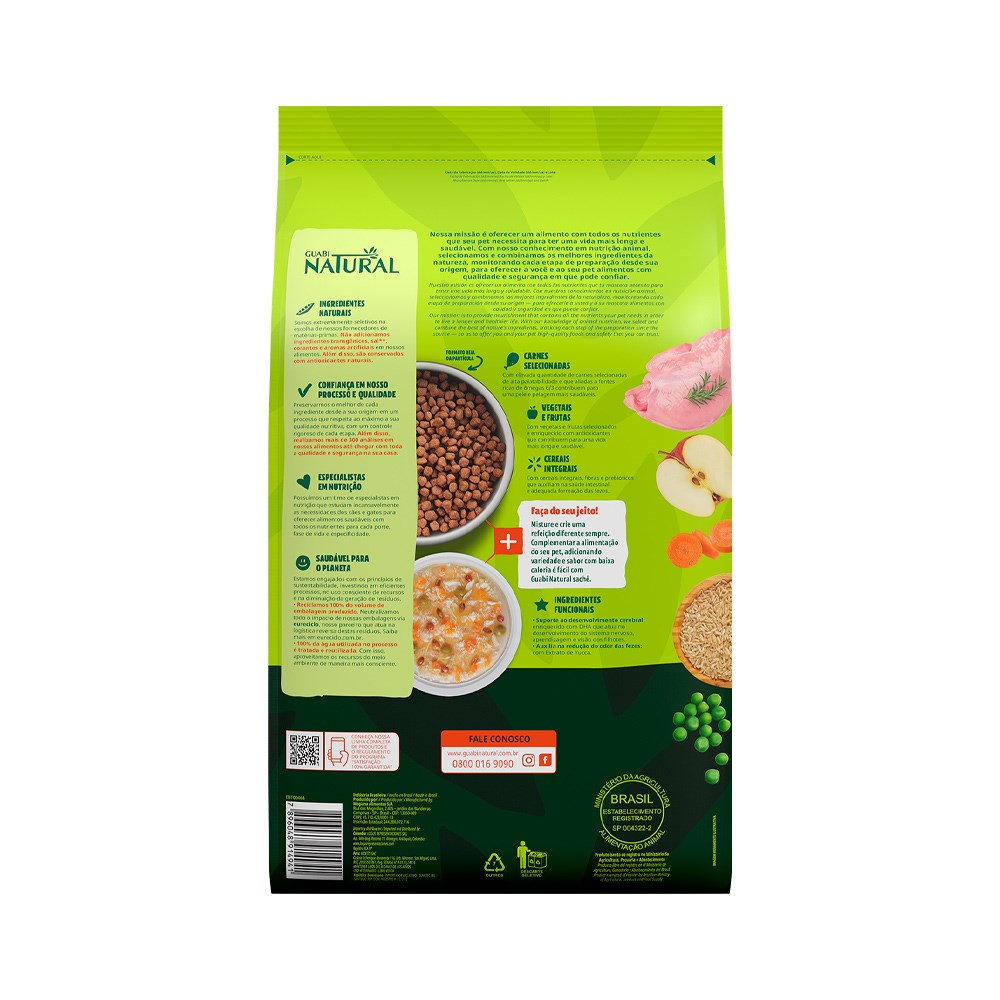 Ração Guabi Natural para Cães Filhotes Porte Médio sabor Frango & Arroz Integral