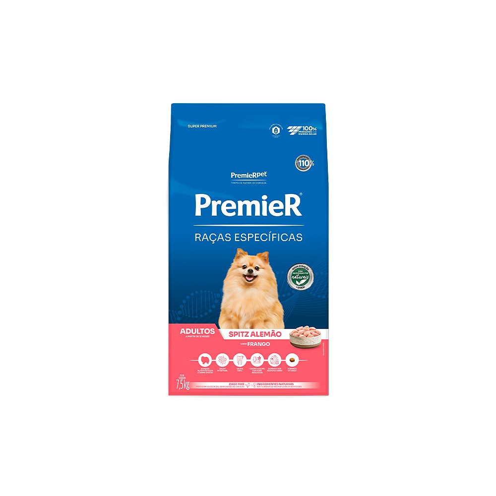 Ração Premier Raças Específicas Spitz Alemão para Cães Adultos sabor Frango