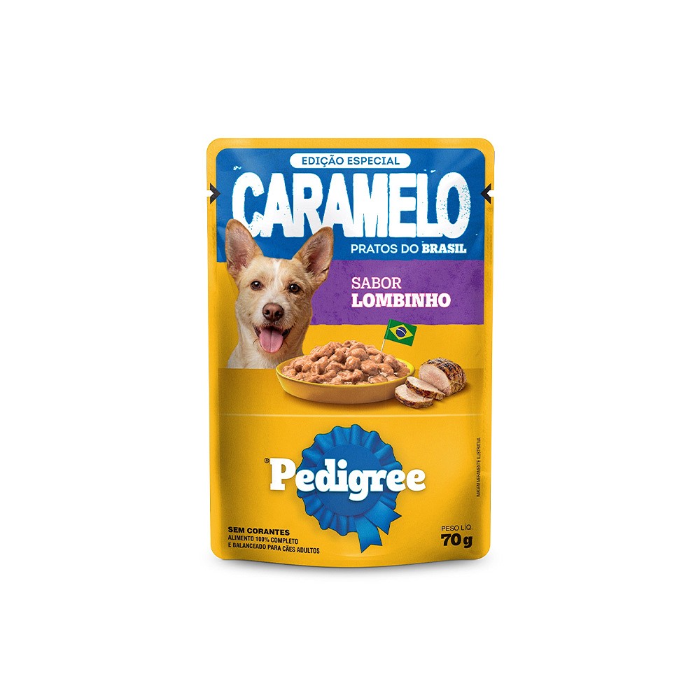 Ração Úmida Pedigree Caramelo para Cães Adultos sabor Lombinho 