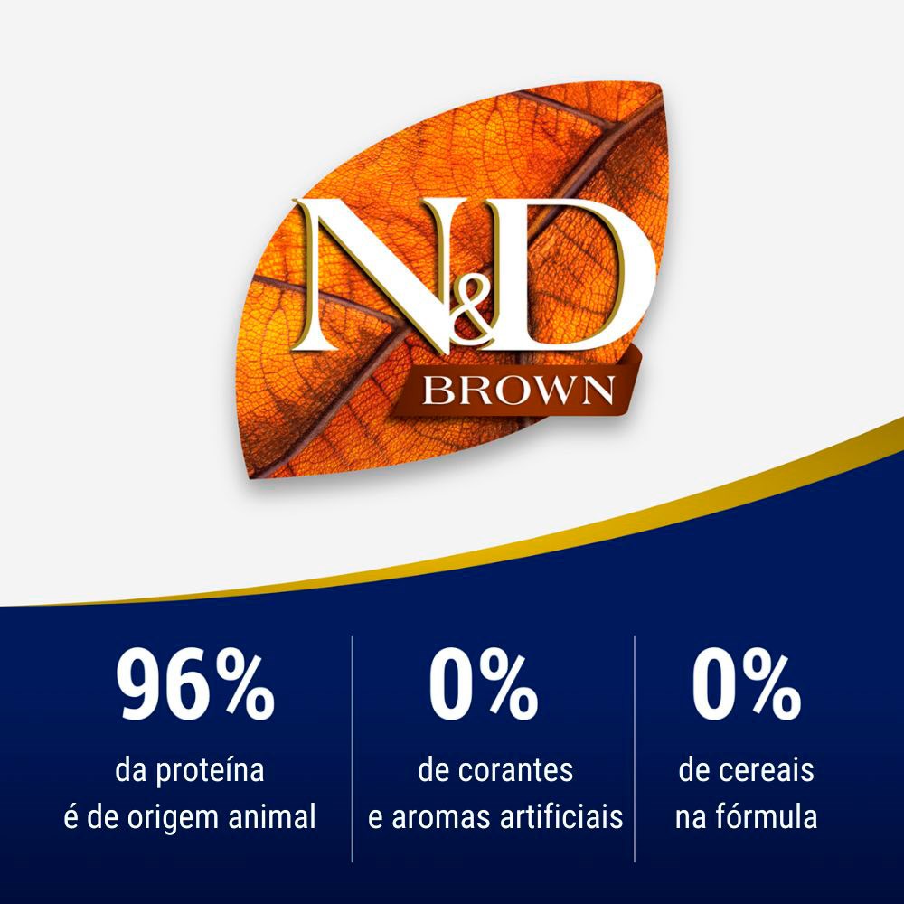 Ração N&D Brown para Cães Adultos de Porte Mini sabor Cordeiro, Spirulina e Cenoura