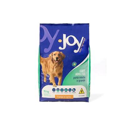 Ração Joy High Premium Cães Adultos Raças Médias e Grandes Frango e Carne 