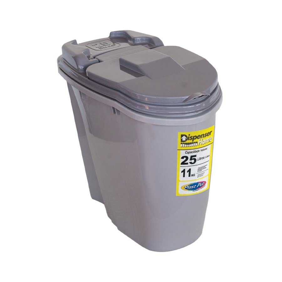 Porta Ração Plast Pet Home Dispenser Cinza
