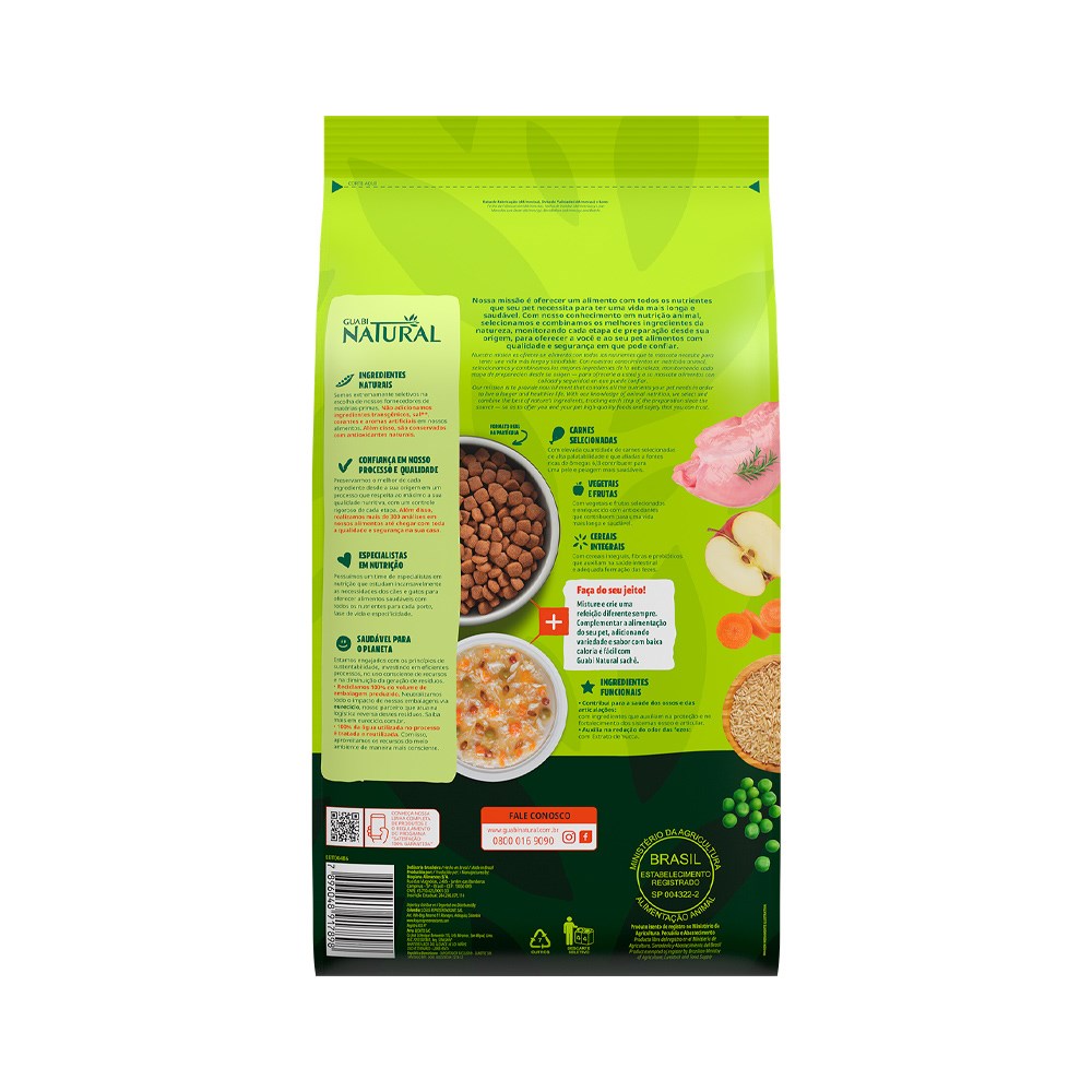 Ração Guabi Natural para Cães Adultos Porte Médio sabor Frango & Arroz Integral