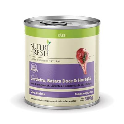 Ração Úmida Lata Nutrifresh para Cães sabor Cordeiro, Batata Doce e Hortelã 300g