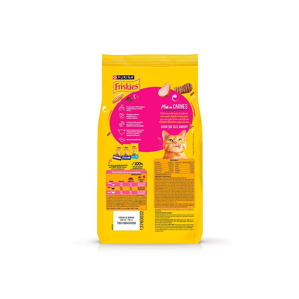 Ração Friskies Mix de Carne para Gatos Adultos sabor Carne, Peru, Fígado e Frango