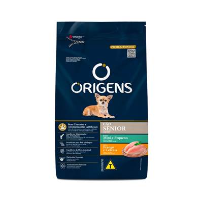 Ração Origens para Cães Sênior de Pequeno Porte sabor Frango e Cereais Integrais 1kg