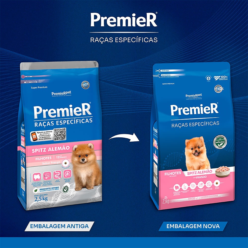 Ração Premier Raças Específicas Spitz Alemão para Cães Filhotes sabor Frango